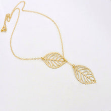 Simple SUSENSTONE Metal Double Leaf Pendant Alloy Choker Necklace