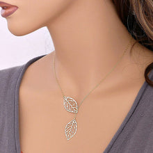 Simple SUSENSTONE Metal Double Leaf Pendant Alloy Choker Necklace