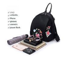 Women Backpack Nylon Waterproof Fashion Shoulder Bag Embroidery Floral Travel Backpacks