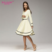 Elegant women casual dress 2018 O-neck long sleeve knee-length