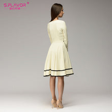 Elegant women casual dress 2018 O-neck long sleeve knee-length