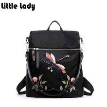 Elegant Flower Dragon Fly Backpack with 3D embroidery
