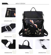 Elegant Flower Dragon Fly Backpack with 3D embroidery