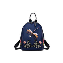 Fabra Small Waterproof Nylon Women Backpack Embroidery Flower Shoulder Bag Dragonfly