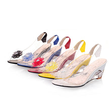 Fashionable Flower Transparent Wedge Heel Sandals