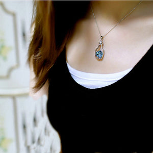 Heart Crystal in A Bottle Pendant Necklace