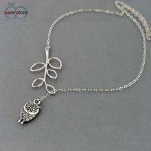 Susenstone Simple Little Owl Leaves Tassels Chain Alloy Necklace