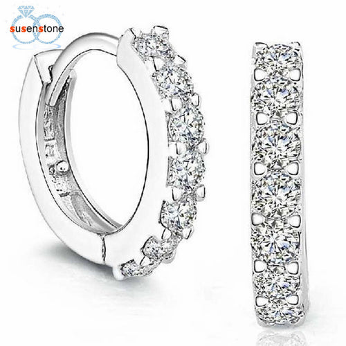 Susenstone Sterling Silver Rhinestones Earrings