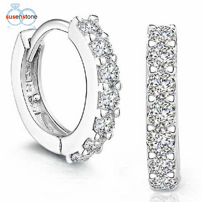 Susenstone Sterling Silver Rhinestones Earrings