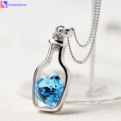 Heart Crystal in A Bottle Pendant Necklace