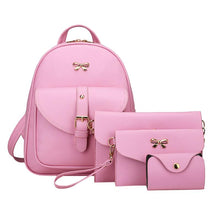 Women Backpack PU Female Shoulder Bags 4pcs Women PU Leather