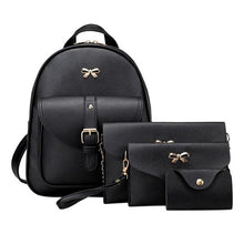 Women Backpack PU Female Shoulder Bags 4pcs Women PU Leather