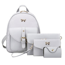 Women Backpack PU Female Shoulder Bags 4pcs Women PU Leather