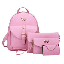 Women Backpack PU Female Shoulder Bags 4pcs Women PU Leather