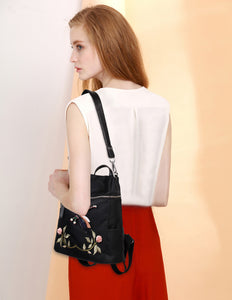 Elegant Flower Dragon Fly Backpack with 3D embroidery